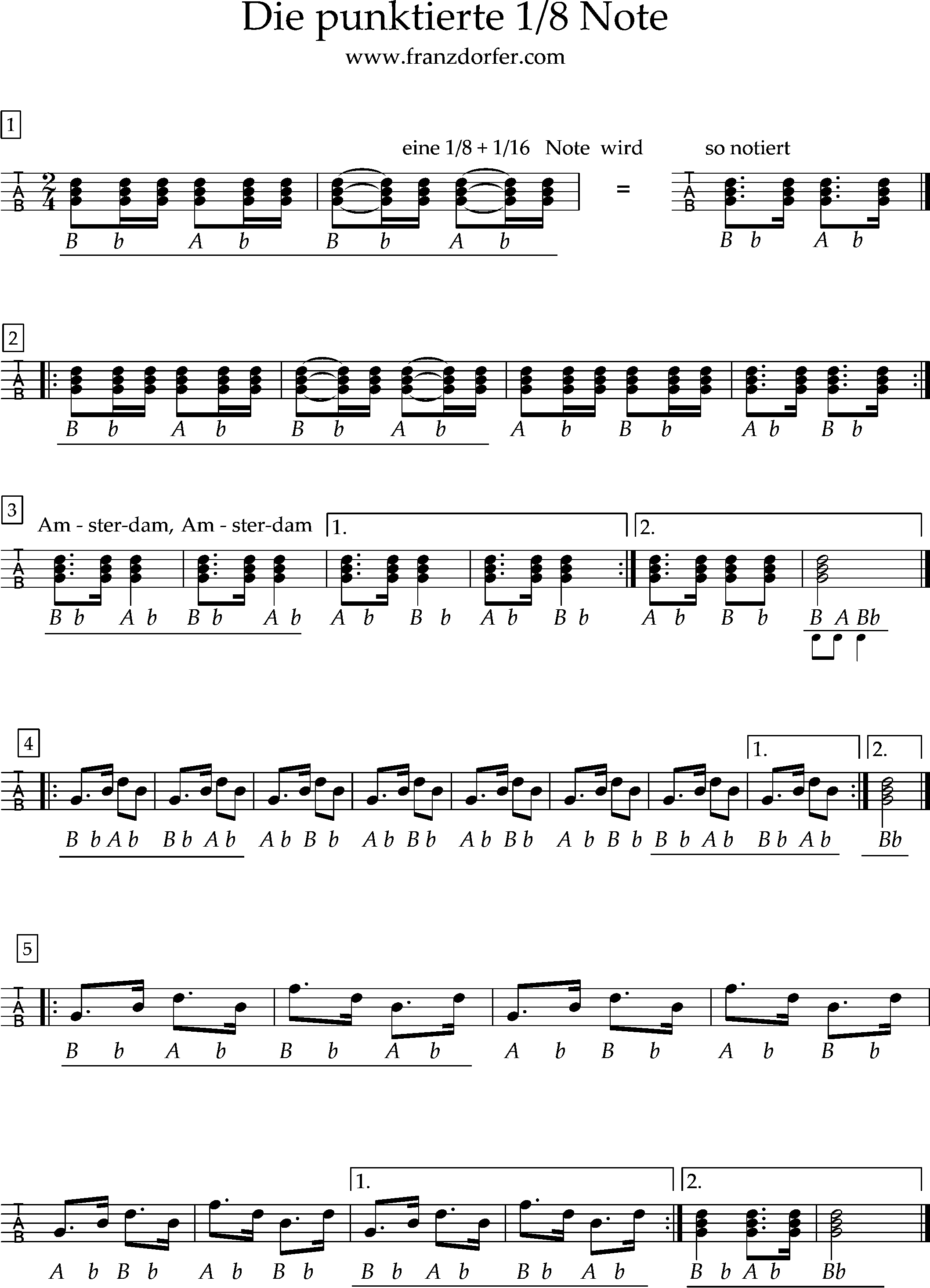 Ziach, Quetschn, lernen, Griffschrift, punktierte Achtelnote steirische harmonika lernen, punktierte Achtelnote